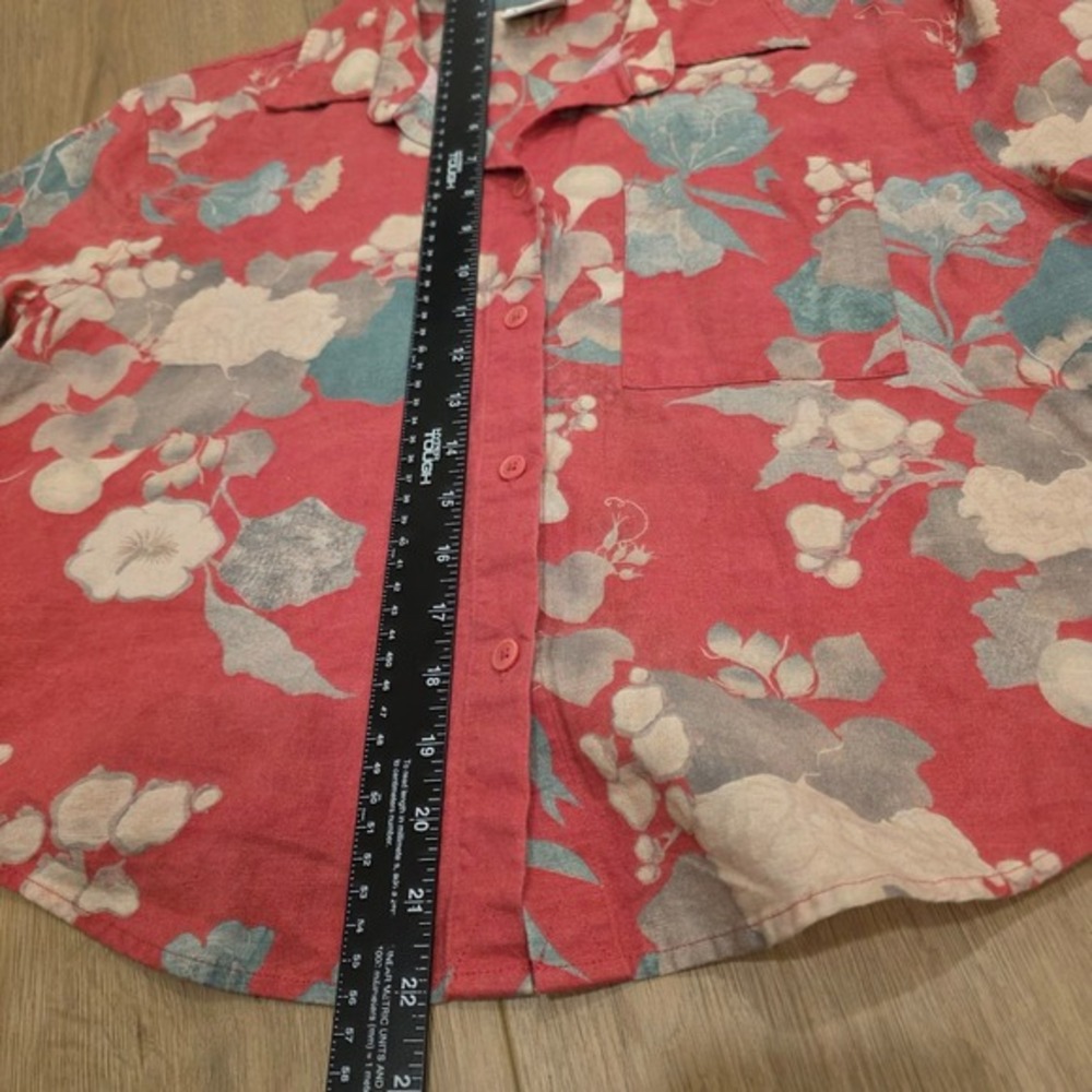 Sunday Best Short Sleeve Button Front Top Womens S Floral Print Cropped Resort - Picture 8 of 9